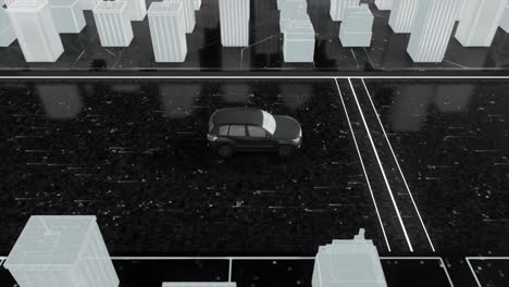 simulación de calles de la ciudad con coche