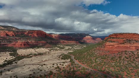 panorama of red rock state park under clouded sky of sedona, arizona