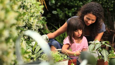 mother and daughter gardening