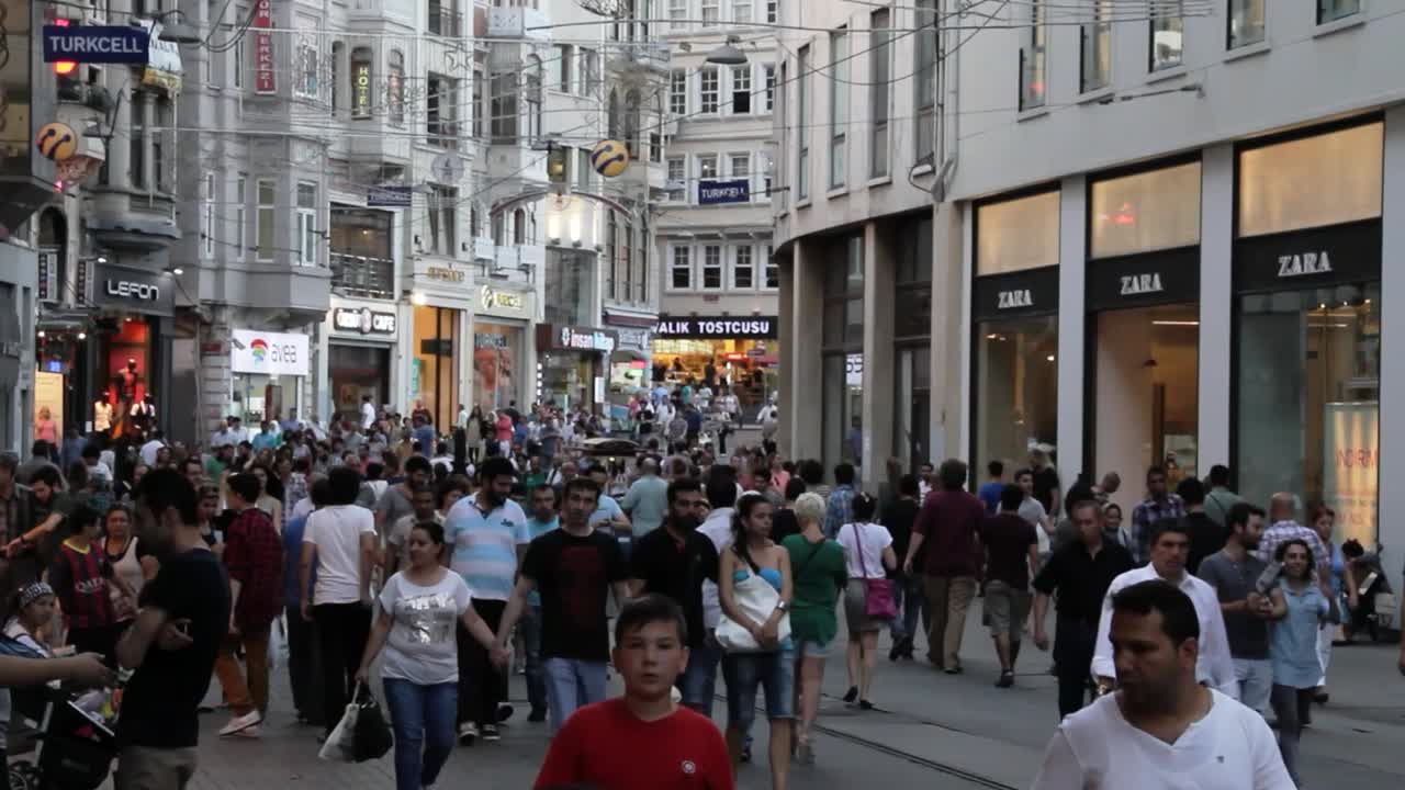 People walking on Istiklal avenue in Istanbul, Turkey