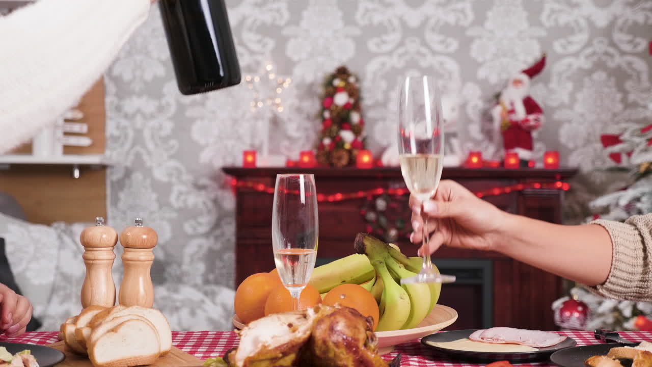 Festive Christmas Table with Champagne