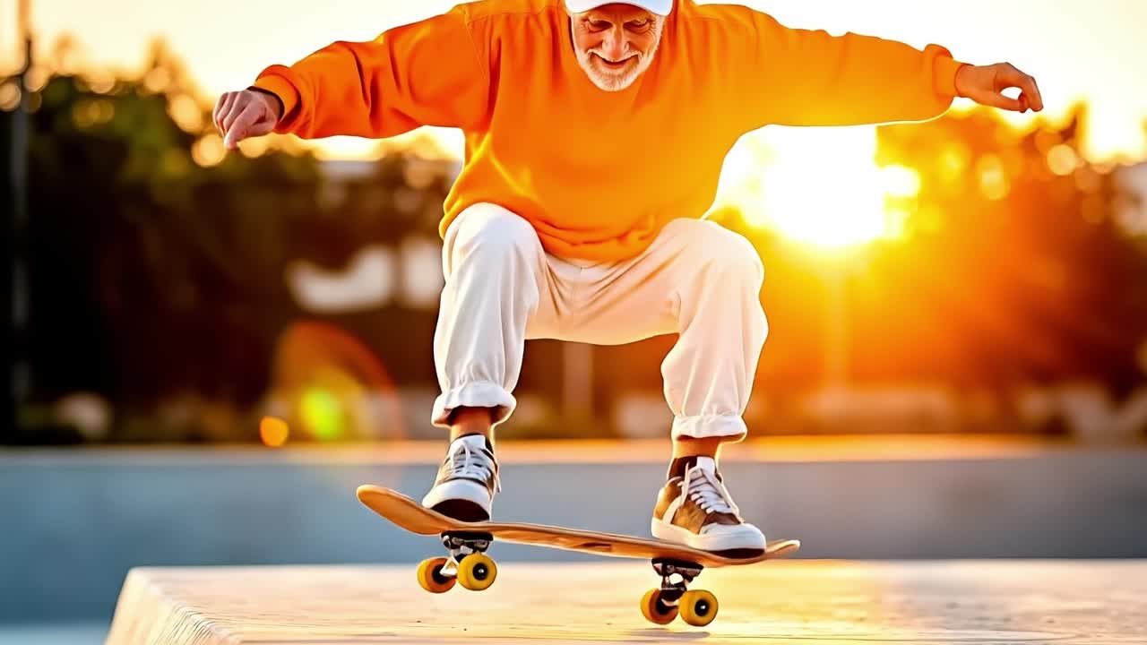 En mand, der kører på skateboard oven på en trærampe