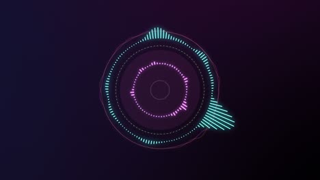 audio waveform equalizer on dark background loop animation. music or sound levels. abstract motion live wallpaper. gradient spectrum bar graph. glowing and pulsing seamless stock 4k footage.