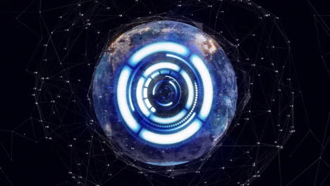 digital interface animation over earth with network connections in space