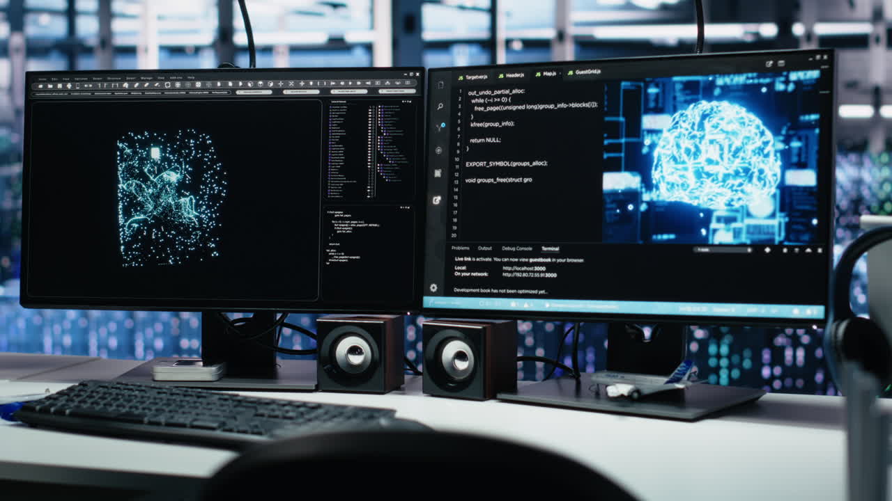 Data Center Computer Systems On Desk Controlling Network Resources Through Ai