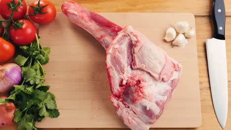 raw lamb leg ready for cooking
