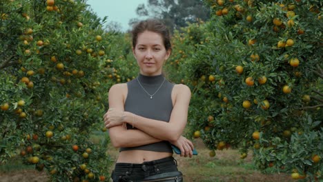 woman in an orange grove