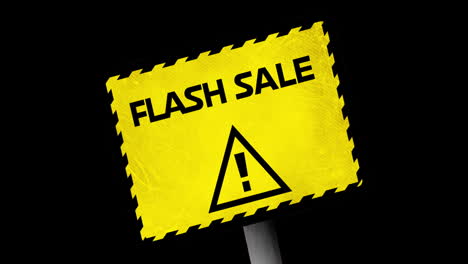 flash sale text in yellow warning sign 4k