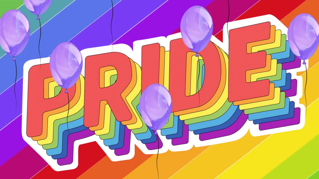 animación del texto del orgullo sobre el arco iris