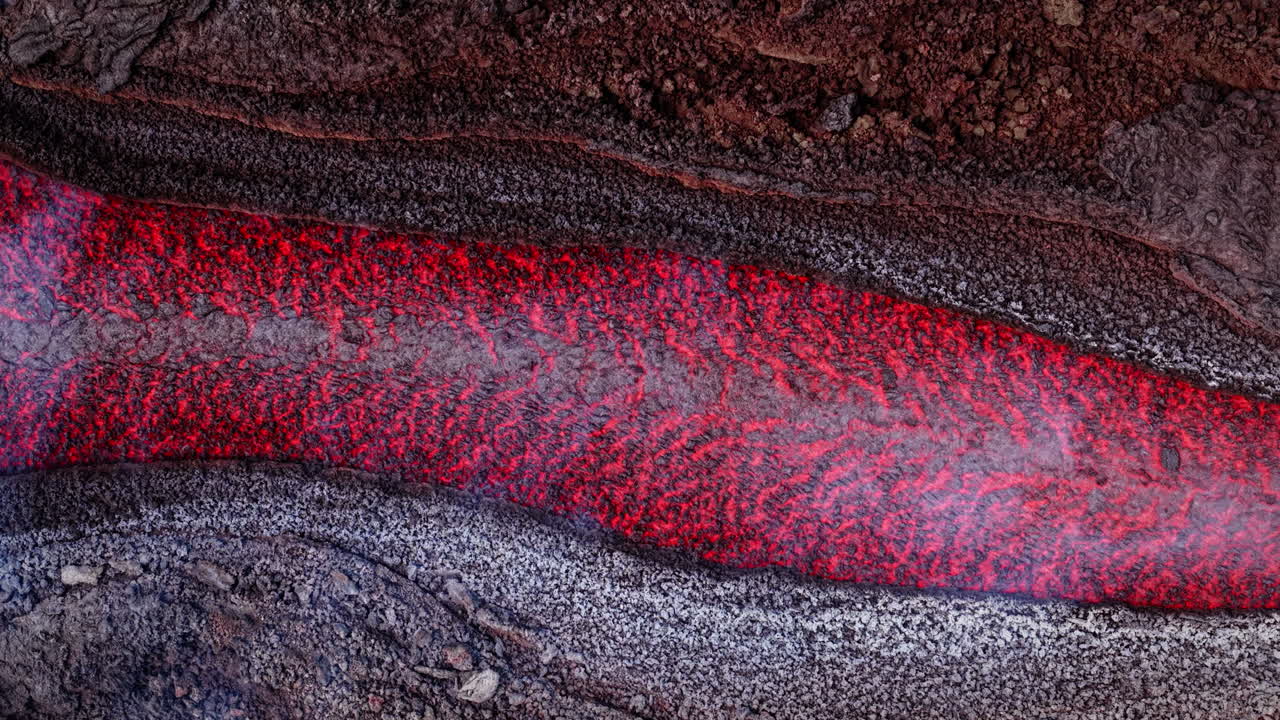 Flowing red lava on Etna with textured Earth, vibrant and captivating