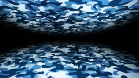 blue camouflage pattern background. military uniform concept. abstract line and wave texture. loop animation.