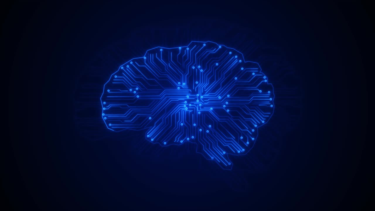 Human interact with ai artificial intelligence brain processor polygon digital brain logo with grid