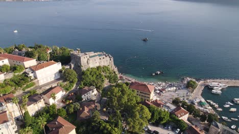 herceg novi coastline, montenegro with historic architecture and marina view