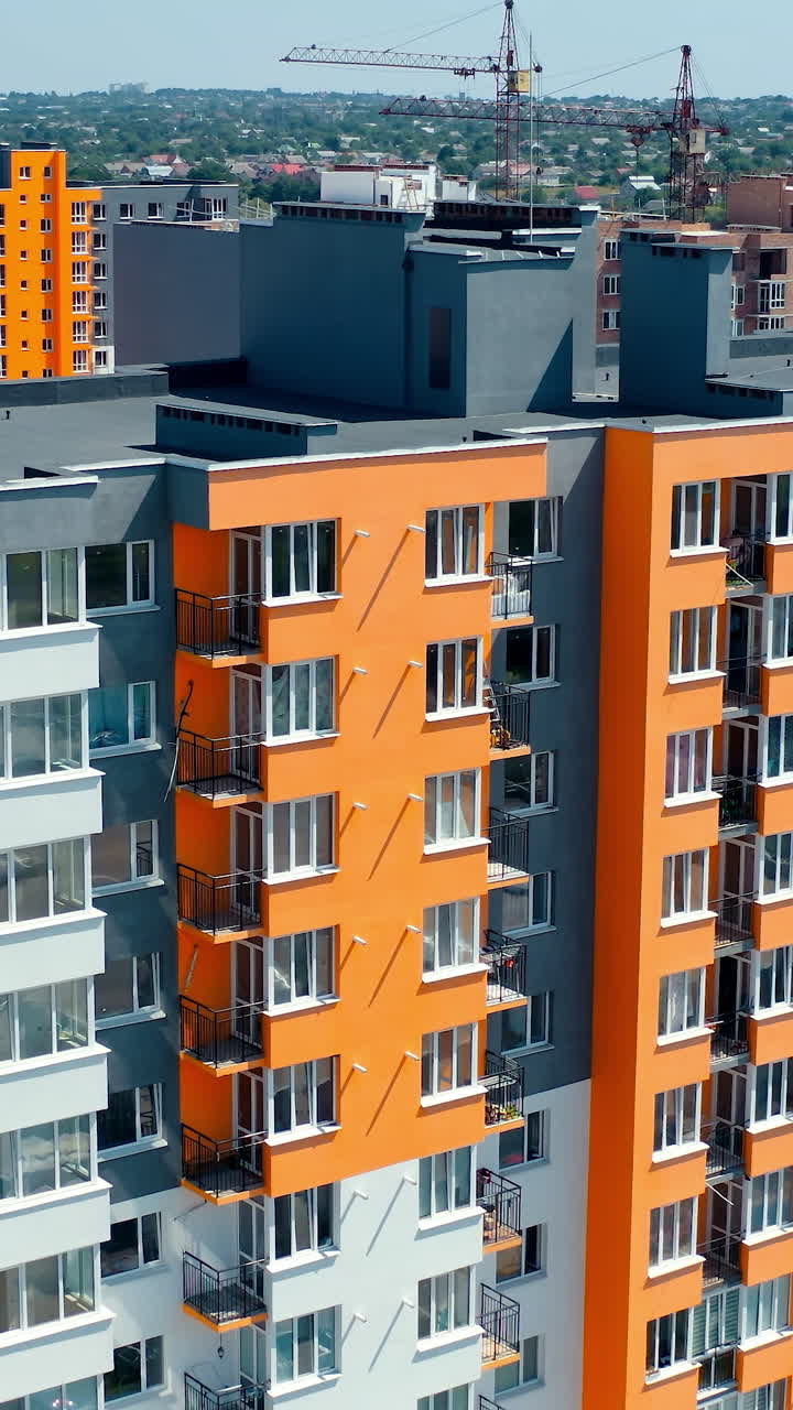 High cityscapes architecture buildings. Aerial view of residantial modern exterior