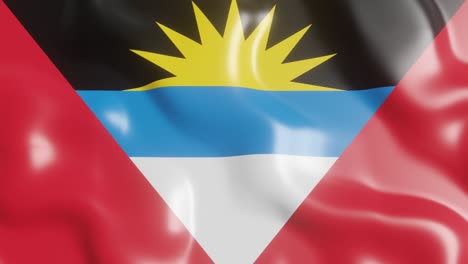 bandera 3d del país de antigua y barbuda revoloteando en el fondo de la brisa. clip de video de bucle sin costuras animado de 4k de una manera realista