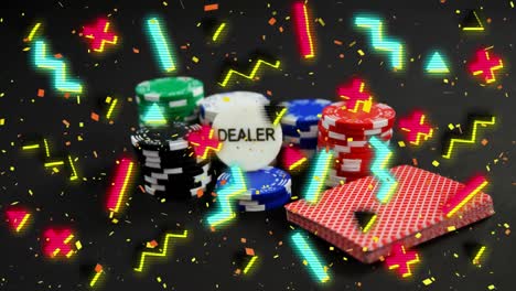 animation of shapes and confetti over chips