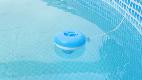 worker hands isinfection and chlorination of water in the pool. purification from pollution pool chlor dispenser