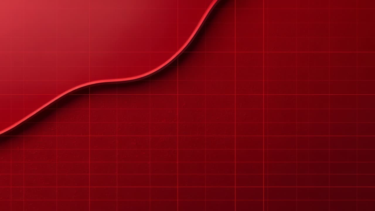 Displaying ribbonlike curved line running diagonally across red grid background with abstract theme