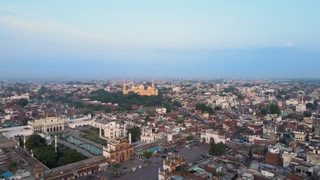 stunning aerial view of jama masjid and chota imambada in lucknow, showcasing their majestic architecture.