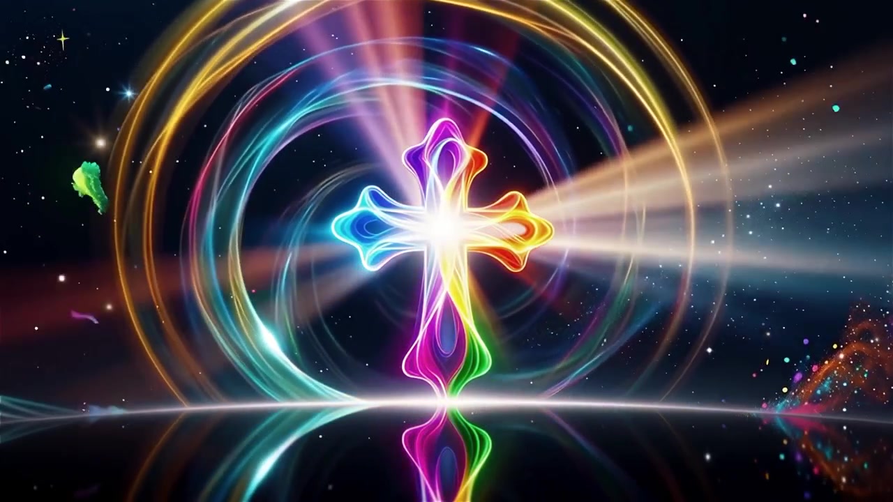 Croce Cristiana Luce Celestiale Sfondo per il Culto.