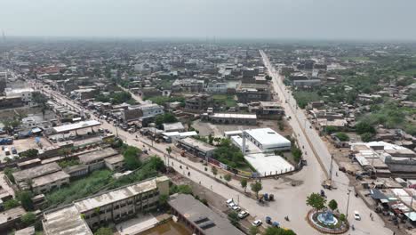 Aerial-view-of-Badin-city-in-SIndh,-Pakistan-environmental-polluted-sky