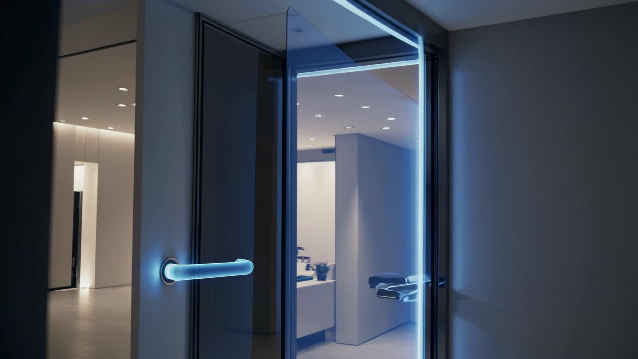 빛나는 손잡이가 있는 현대적인 사무실/아파트 문