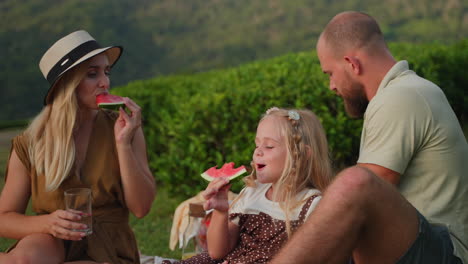 family picnic in tea plantation