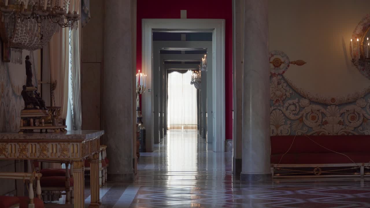 Camera shot of a hallway in Bosco di Capodimonte in Naples, Italy