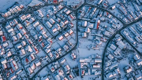 houses under the snow from the drone perspektive, drone 4k