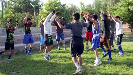 group of young boxing players