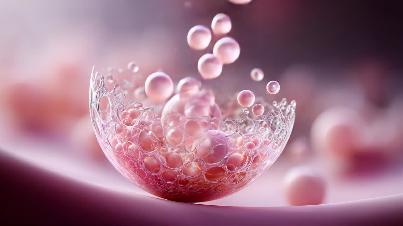 A Stunning Pink Bubble Sphere Featuring Delicate Bubbles and Pearls Capturing the Beauty of Refraction and Light Play in a Soft, Ethereal Atmosphere Perfect for Various Artistic Presentations