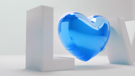 white love letters sign with the blue heart instead of "o" letter