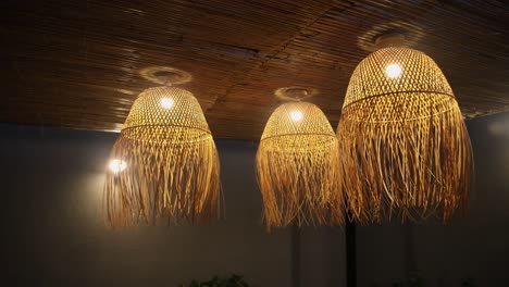 rustic lighting decor, lamps lit at night