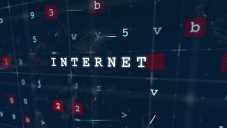 animación de texto y procesamiento de datos en fondo oscuro
