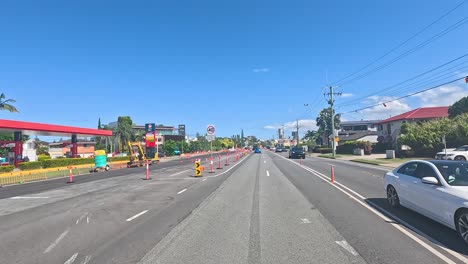 traffic management during roadworks on a sunny day