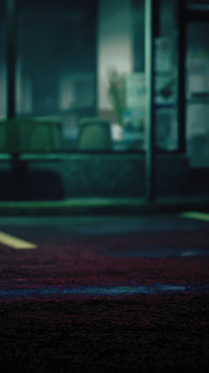 Una vetrina vuota di notte.