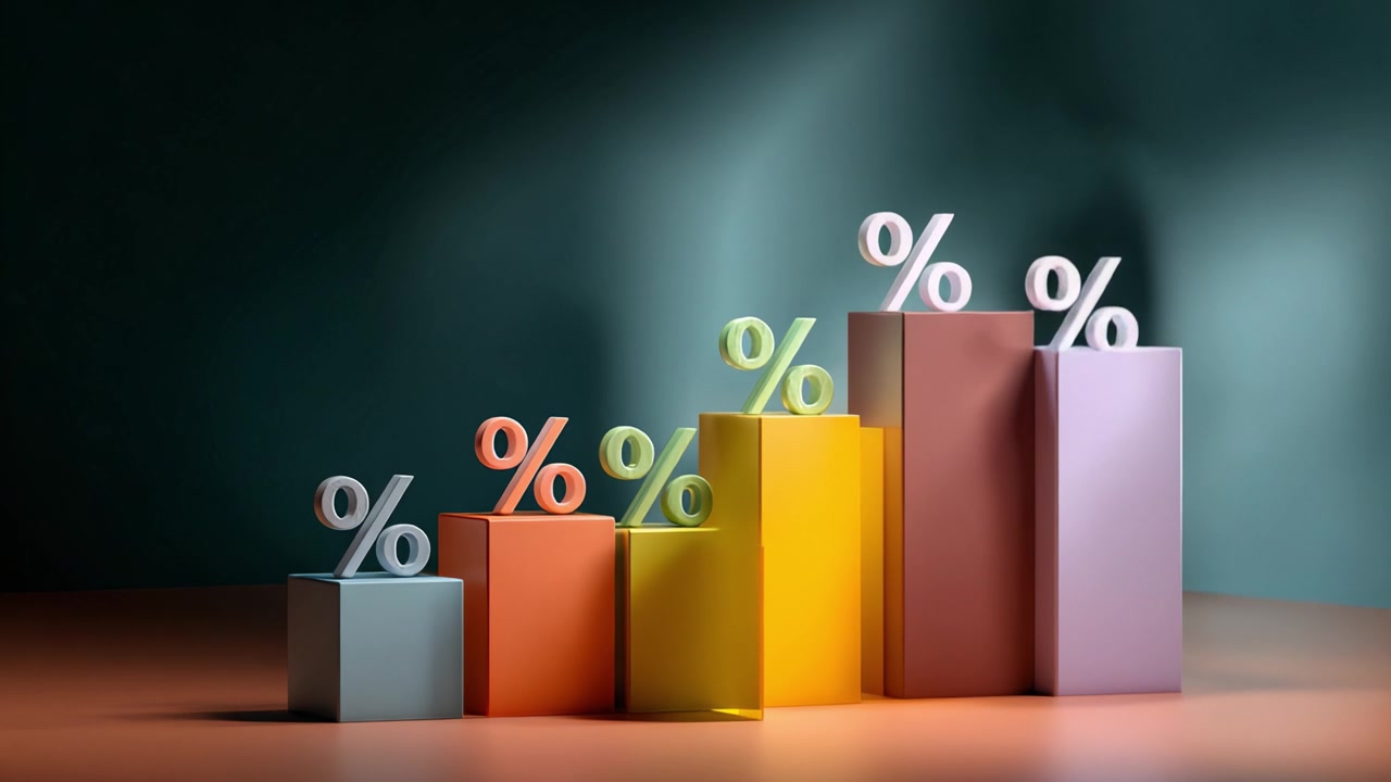 Comparison of Growth Percentages Displayed Through Colorful Bar Graphs Representing Financial Data Insights and Trends in a Modern Visualization Style