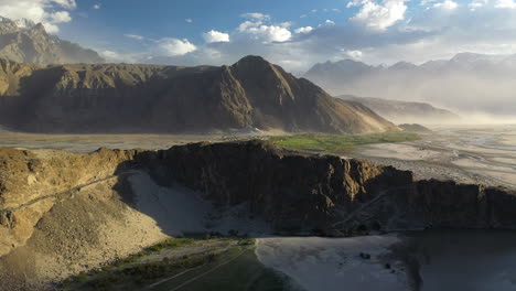 Cinematic drone shot of Skardu Valley in Gilgit Baltistan, Pakistan