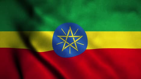 Ethiopia flag waving in the wind. National flag of Ethiopia. Sign of Ethiopia seamless loop animation. 4K