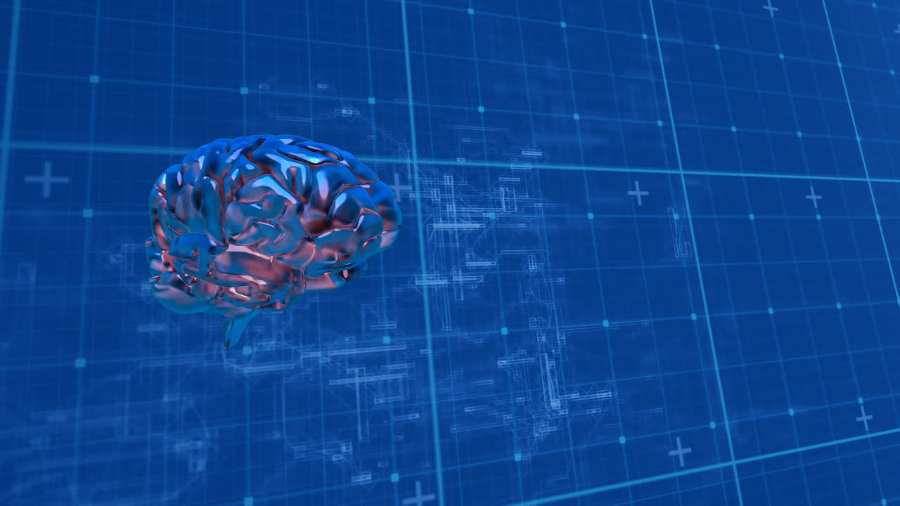 compuesto digital de un cerebro humano y el plan cibernético