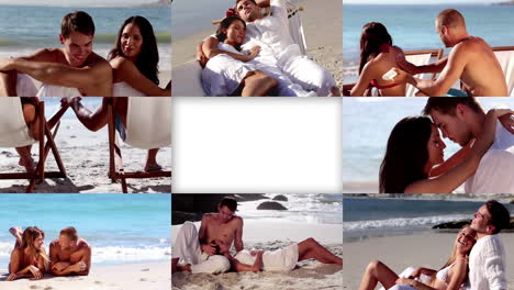 pareja enamorada en la playa montaje