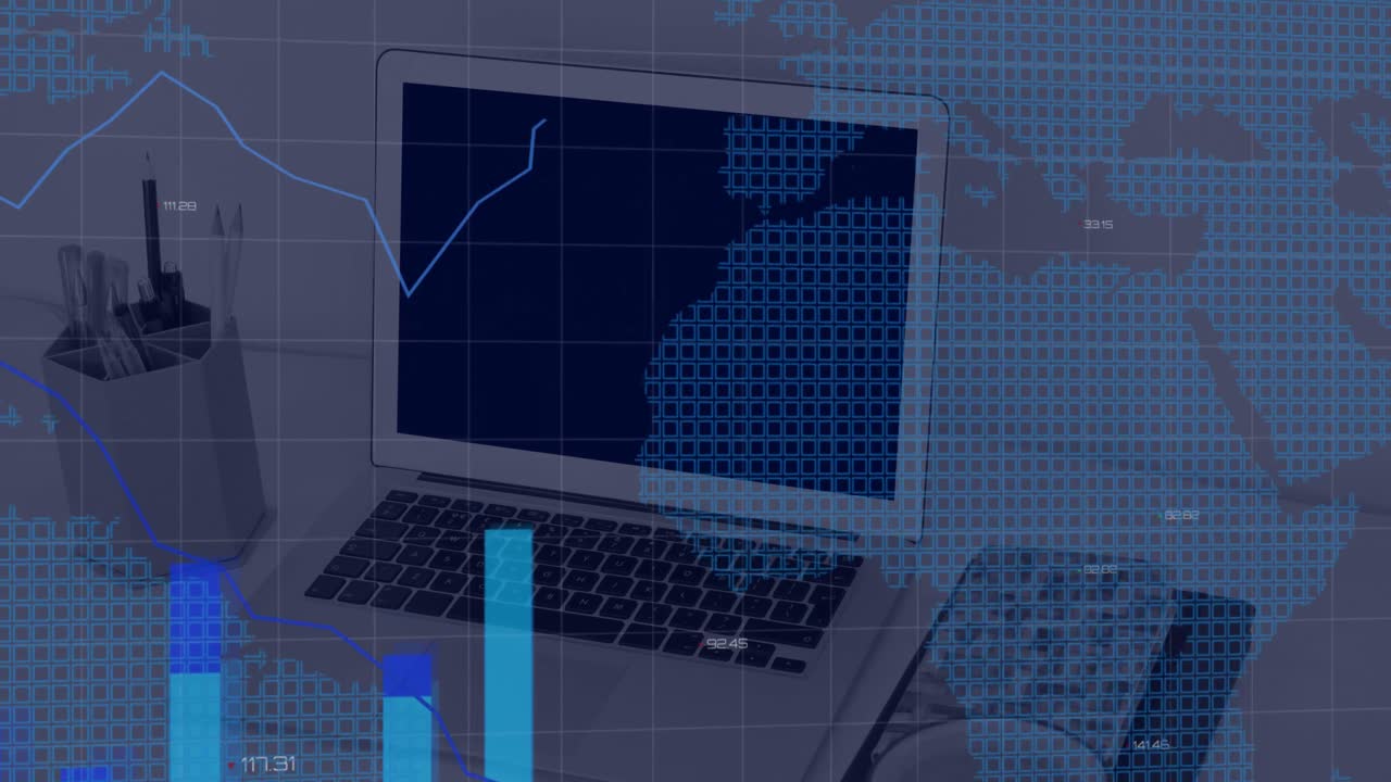 animación del mapa del mundo en la oficina