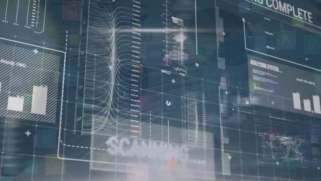 animation of data processing on blue background