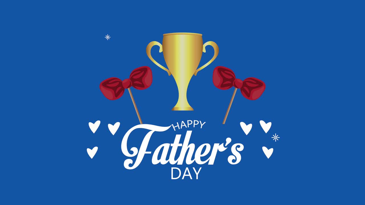 fathers day lettering with trophy animation