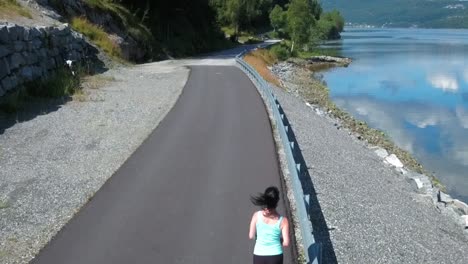 woman jogging outdoors slow motion