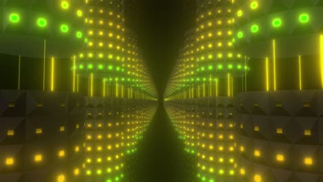 túnel de neón abstracto con formas geométricas