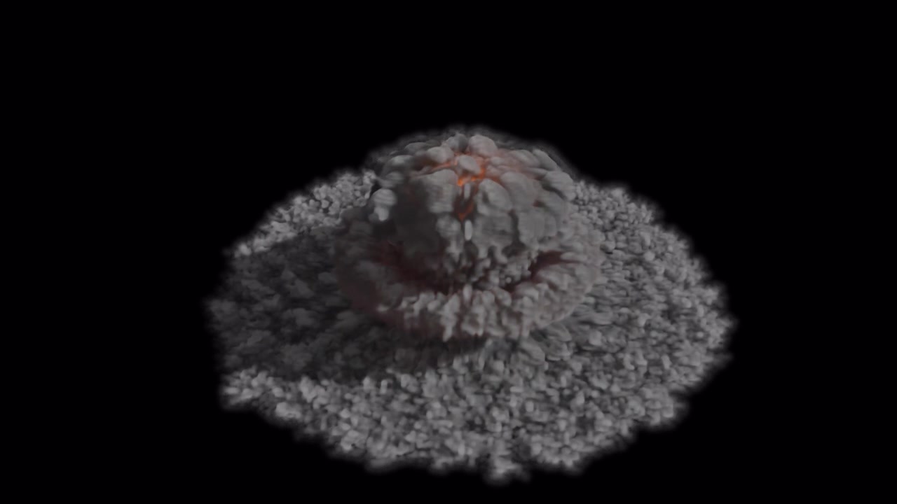 Enorme esplosione atomica nucleare di fuoco su sfondo trasparente