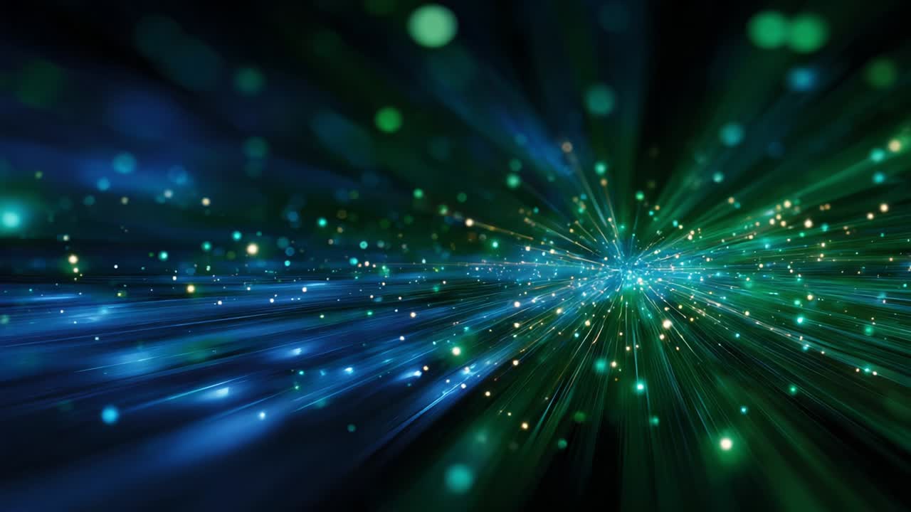 Un viaggio affascinante attraverso la luce e il colore: esplora il flusso dinamico di particelle ed energia in una vivida rappresentazione cosmica, evidenziando l'essenza dello spettacolo visivo e dell'innovazione artistica