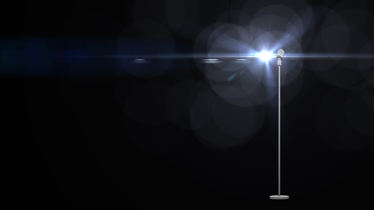 검은 바탕에 있는 빈티지 마이크의 애니메이션