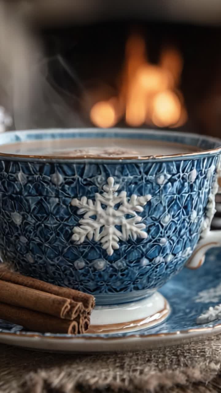 A Cozy Cup of Hot Beverage with Cinnamon Sticks, Perfect for a Winter's Evening by the Fire, Capturing Warmth and Comfort in Every Sip